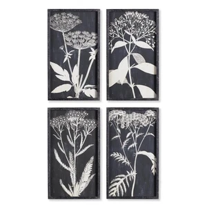 Arte de pared de encaje de la reina Ana - Juego botánico blanco y negro - Imagen 1 de 3