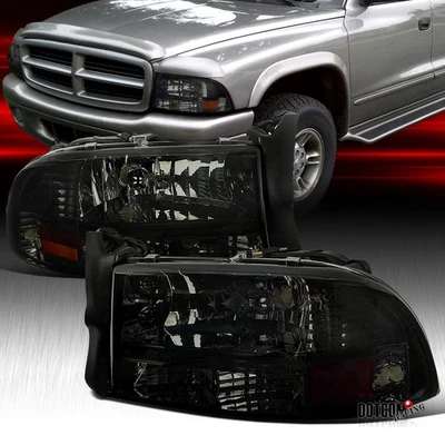 Fits 1997-2004 Dodge Dakota 98-03 Durango Smoke Headlights Head Lamps Assembly Foto 1 de 4