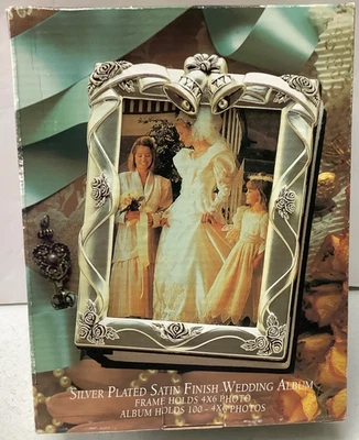 Álbum de marco de boda vintage Godinger plateado acabado satinado con capacidad para 100 fotos Foto 1 de 4