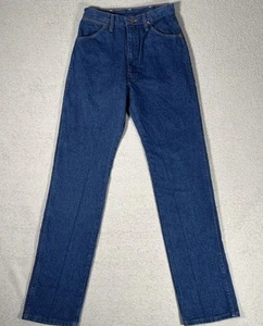 Jeans vintage Wrangler 14MWZG taglio cowboy donna taglia 7x34 blu vita alta slim USA - Foto 1 di 13