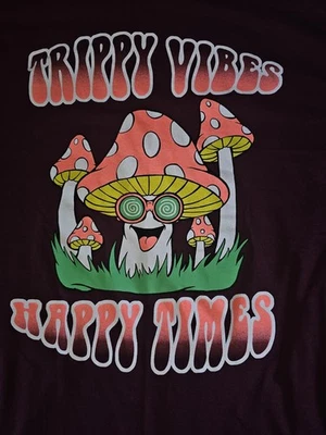 Eighty Eight Brand Mens Medium T-Shirt Trippy Vibes Happy Times Mushroom Shirt - Image 1 of 4