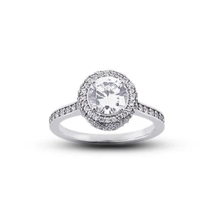 1,94 kt F-SI2 runder natürlicher zertifizierter Diamanten Plat Halo Ring mit passendem Band - Bild 1 von 7