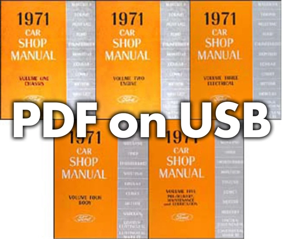 Ford Car Shop 1971 conjunto manual en USB Torino Ranchero Mustang Lincoln Mercury Foto 1 de 2