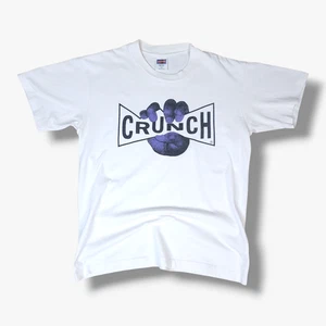 VINTAGE Crunch Fitness T-Shirt Medium M Mens White 90s Tee Single Stitch - Picture 1 of 10