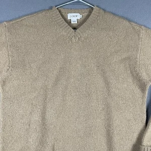 J. Crew Men's 100% Wool V-Neck Sweater Size Medium Beige Casual Preppy - Picture 1 of 8