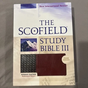 NIV 1984 Scofield Study Bible Black/Burgundy Bonded Leather INDEXED  RED Letter - Picture 1 of 7