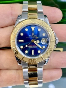 Rolex Yacht-Master 35mm Gold & Stainless Steel Watch 168623 Royal Blue Dial - Picture 1 of 4