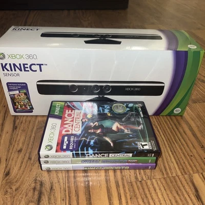 Microsoft Xbox 360 Genuine Kinect Sensor Complete In Box w/cables NO GAME - Image 1 of 3