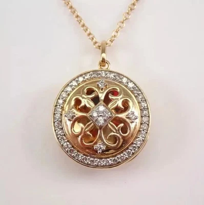 Colgante de boda LOCKET de diamantes de corte redondo de 1 quilate enchapado en oro amarillo de 14 quilates Foto 1 de 4