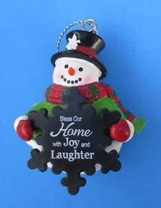N2 Bless our home with Joy laughter MERRY CHRISTMAS SNOWMAN ORNAMENT Ganz - Picture 1 of 2