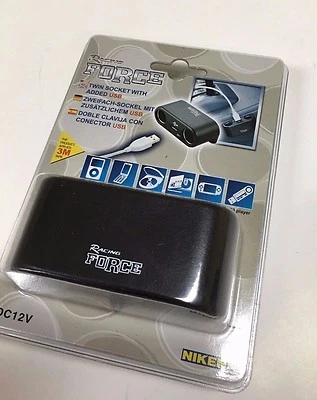 USB Y 2 VÍAS COCHE ENCENDEDOR ENCHUFE DIVISOR DC 12V CARGADOR ADAPTADOR ASK-300 Foto 1 de 4