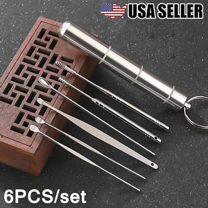 6PCS Ear Pick Cleaning Set Spiral Tool Spoon Ear Wax Remover Cleaner Curette Kit - Picture 1 of 12