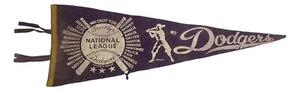 Very Rare 1949 Brooklyn Dodgers Player 28" Pennant Jackie Robinson MVP Season NL - Picture 1 of 4