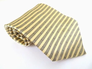 Corbata NEO BILL BLASS dorada y negra a rayas 57" para hombre 100% seda - Imagen 1 de 7