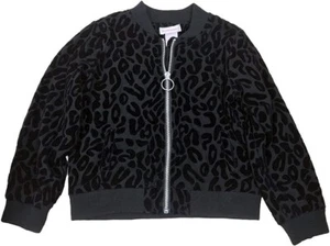 Design History Little Girls' Burnout Bomber Jacket Deep Black XS 6 - Picture 1 of 3