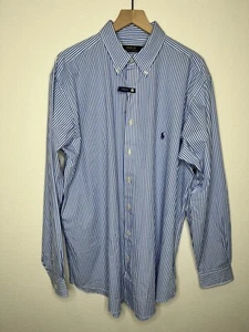 Polo Ralph Lauren Mens Blue White Striped LS Button Down Shirt Size XLT NWT - Picture 1 of 4