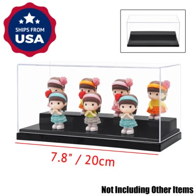 US Clear Acrylic Display Case 20cm L Perspex Box Plastic Base Dustproof  2 Steps - Image 1 of 4