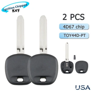 2 cuchillas de llave de encendido con chip transpondedor 4D-67 de repuesto para Toyota TOY44D - Imagen 1 de 6