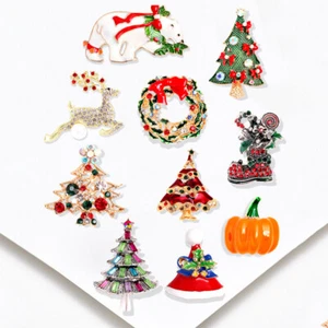 Broche de Papá Noel árbol de Navidad insignia estrás esmalte cristal solapa prendedor joyas regalos - Imagen 1 de 33