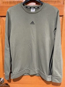 ADIDAS Herren M grün 3 Streifen Langarm Pullover sportlich Rundhals Sweatshirt - Bild 1 von 6