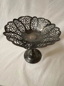Compote percée Lovelace en argent - non polie, vintage - Photo 1/7