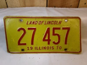 Vintage 1970 Illinois ~ Land of Lincoln ~ Single License Plate 27 457 - Picture 1 of 3