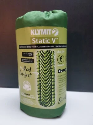 Almohadilla para dormir ligera Klymit Static V verde camping NUEVA Foto 1 de 3