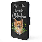 Personalisierte Chihuahua Handyhülle maßgeschneidert Hund Flip Handyhülle Geldbörse Geschenk ND17