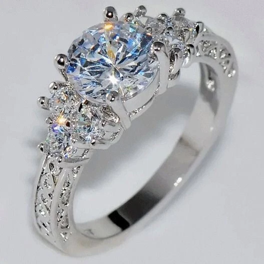 ANELLO DONNA PLACCATO ARGENTO CON ZIRCONE CUBICO ALLA MODA DIAMETRO INTERNO 7 - Immagine 1 di 1