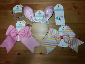 Easter 2 Hair Bows, 1 Headband, 3 Pcs Bracelet, 1 Necklace, NWT🐰🌸🐣Celebrate - Picture 1 of 6