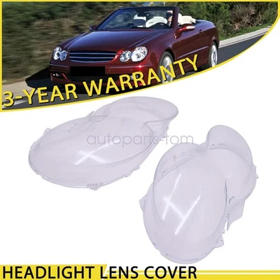 Par de cubiertas de lente de faros para Mercedes Benz CLK C209 W209 04-2005 2006 2008 2009 Foto 1 de 4