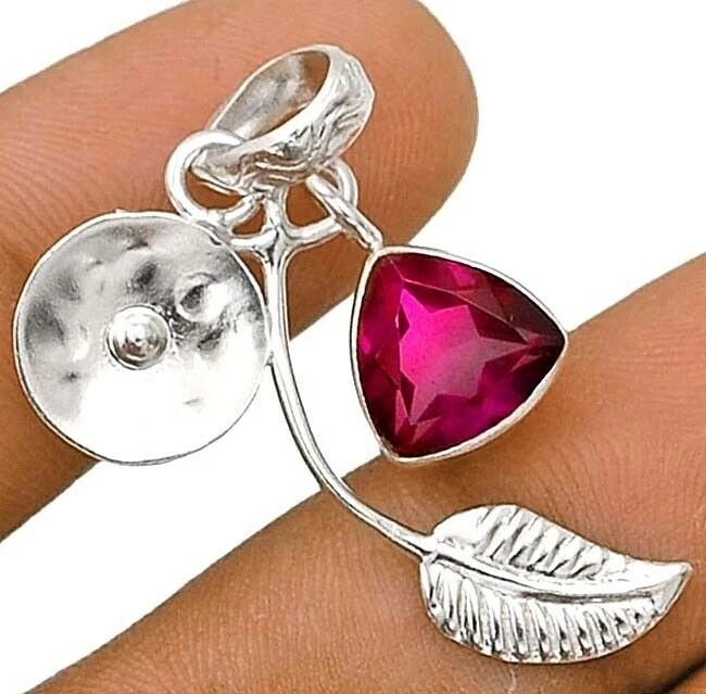 Colgante de plata de ley 925 de cuarzo turmalina natural de 2 quilates de 1 1/2" de largo @2-9 Foto 1 de 1