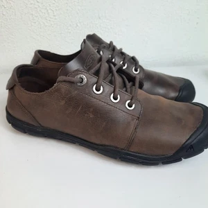 Keen Grayson Shoes Mens 8 Brown Leather Eyelet Lace Up Casual Comfort Oxfords - Picture 1 of 9