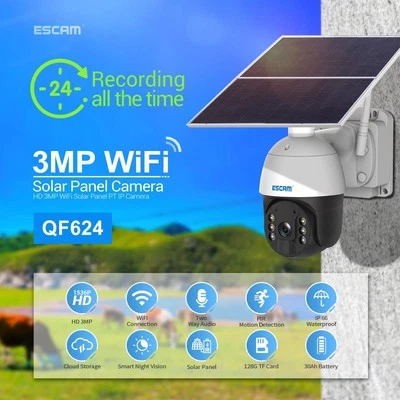 night vision two-way 3MP WIFI  Outdoor IP Camera PIR detection Solar Panel - Image 1 of 4