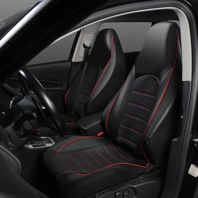 FOR ACURA RSX S.LEATHER FIT 2 FRONT SEAT COVERS BLACK - Image 1 of 4