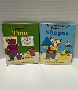 Lot of 2 Vtg Richard Scarry Pop-Up Books: Time (1997) & Shapes (1998, 1st Ed) - Picture 1 of 12