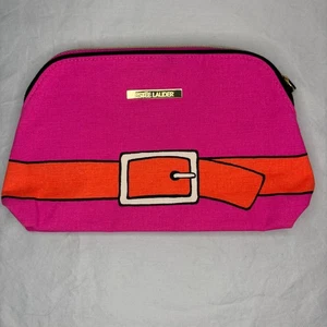 ESTEE LAUDER Make Up Pouch Pink Orange Belt Zipper Lined - Picture 1 of 6