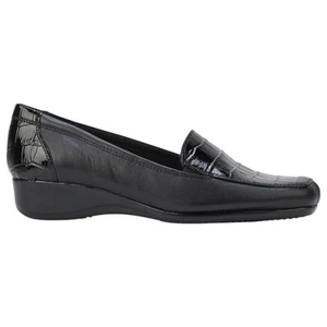 Womens Hush Puppies Meadow Adc Black Wedge Leather Work Casual Shoes - Picture 1 of 6