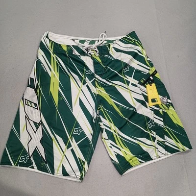 Fox Racing Board Shorts Para Hombres 34 Bañador Verde Blanco Rayas Playa Surf  Foto 1 de 4