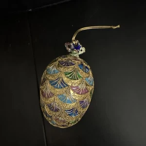 Alessandra G Cloisonne Victorian Multi color Gold Enamel Faberge Egg Ornament - Picture 1 of 4