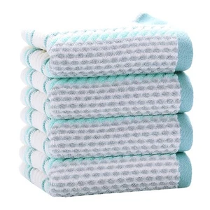 Hand Towels Set of 4 Striped Pattern 100% Cotton Soft Absorbent Decorativ - Picture 1 of 6