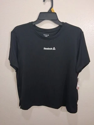 Camiseta Feminina Reebok Tamanho Grande Relaxada Fairway Top Preta Nova Com Etiqueta - Imagem 1 de 4