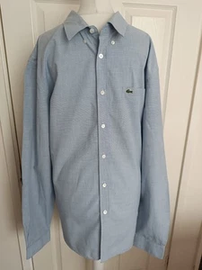 👔LACOSTE DRESS BLUE SHIRT SIZE XL/2XL CHEST 46" SLIM FIT LONG SLEVE LOGO COTTON - Picture 1 of 14