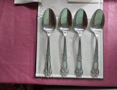 Reed & Barton Sterling French Renaissance Teaspoons 5 7/8 Inch Vintage Set Of 4 - Image 1 of 4