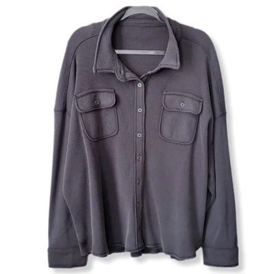 Mujeres Pesado Térmico Waffle Gris Sobre Camisa 3X Acogedora Gran Tamaño Otoño NUEVO Foto 1 de 4