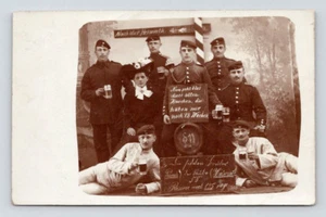 Antique WW1 GERMAN Real Photo RPPC Postcard HANDSOME SOLDIERS w/ PRETTY WOMAN - Picture 1 of 2