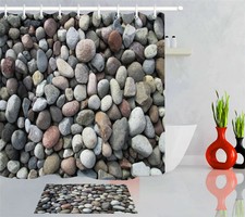 Simple Stone Waterproof Bathroom Polyester Shower Curtain Liner Water Resistant