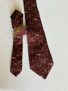 Salvatore Ferragamo 100% Silk Tie Red Paris Designed Tie Flawless - Picture 1 of 14
