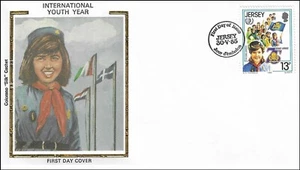 Girl Scout Scouting Brigade Youth Year Jersey GB Gold Colorano Silk FDC 1985 - Picture 1 of 1