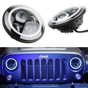 7" Round 40W CREE LED Black Projector Headlights For Jeep Wrangler JK/TJ/LJ/CJ - Picture 1 of 9